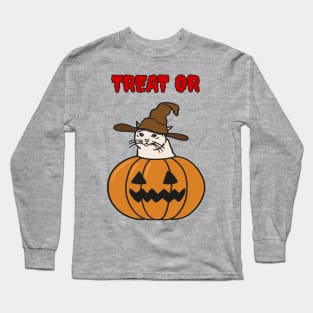 Halloween cat meme in a pumpkin Long Sleeve T-Shirt